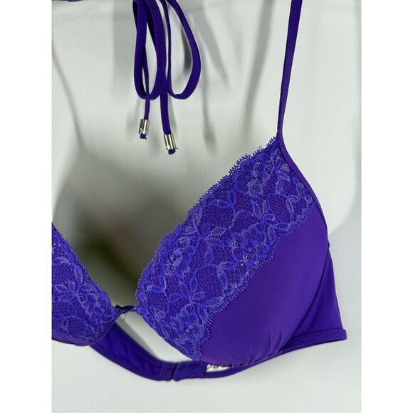 Vintage PINK 2012 purple Lace padded swim top size medium - Picture 4 of 11